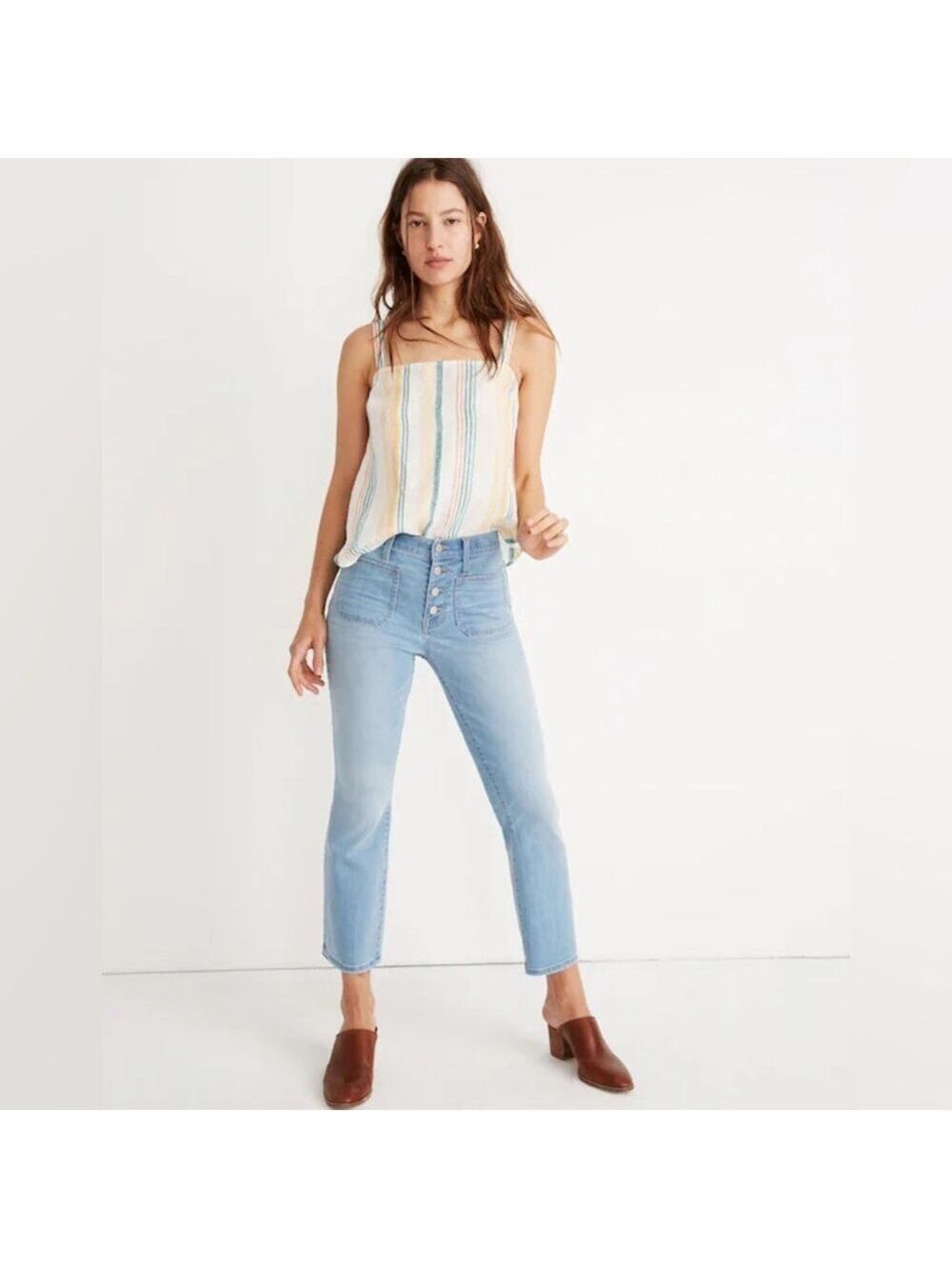 Madewell Women's Cali Demi Blue Boot Cut Jeans Size 28 Quince Wash